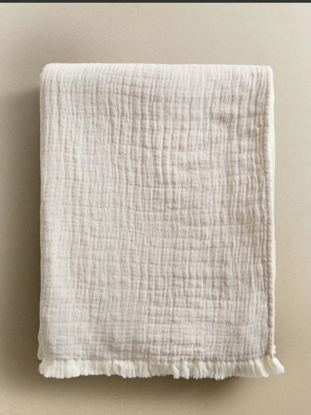 Zara oatmeal pleaded throw with fringe.